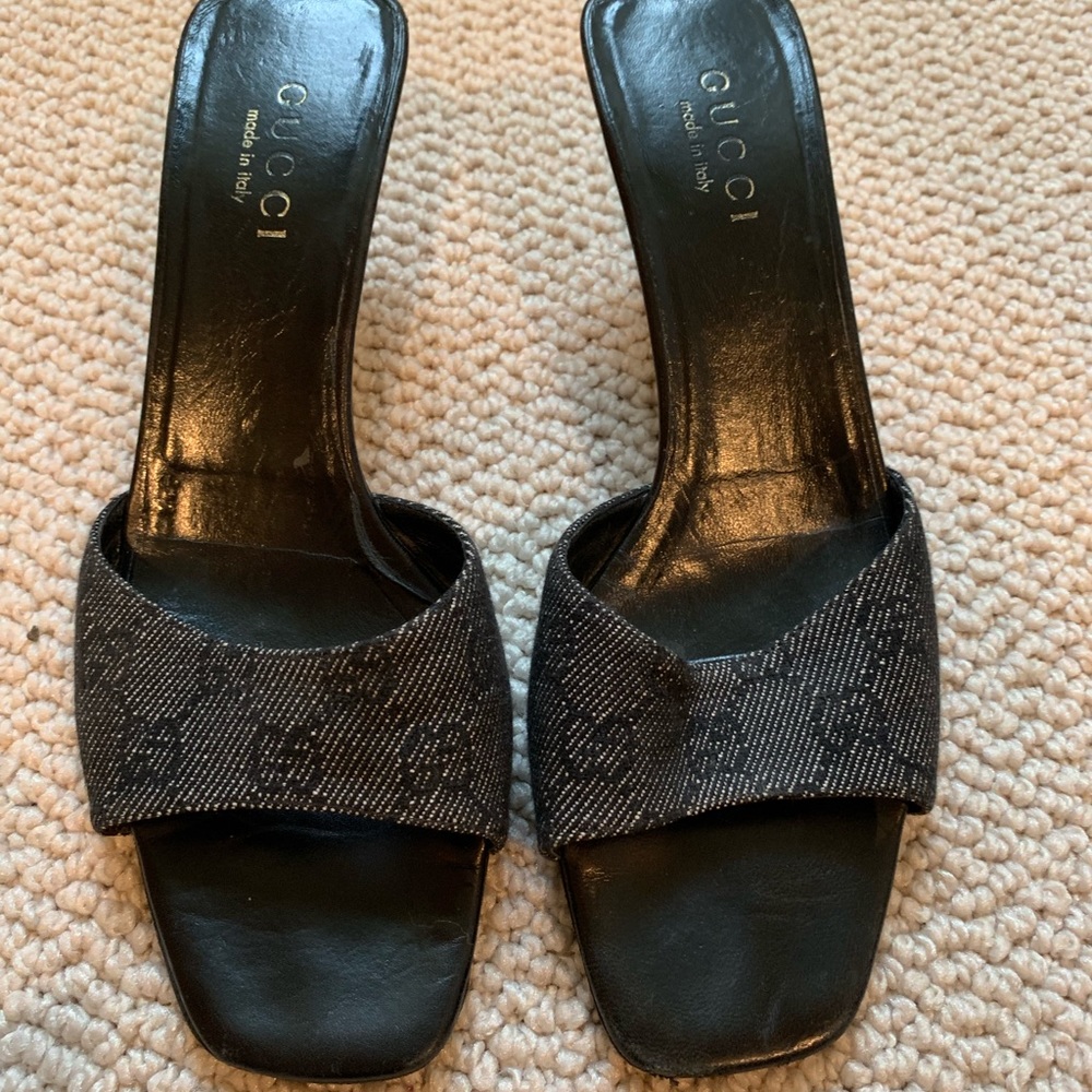 Vintage Gucci kitten heel mules